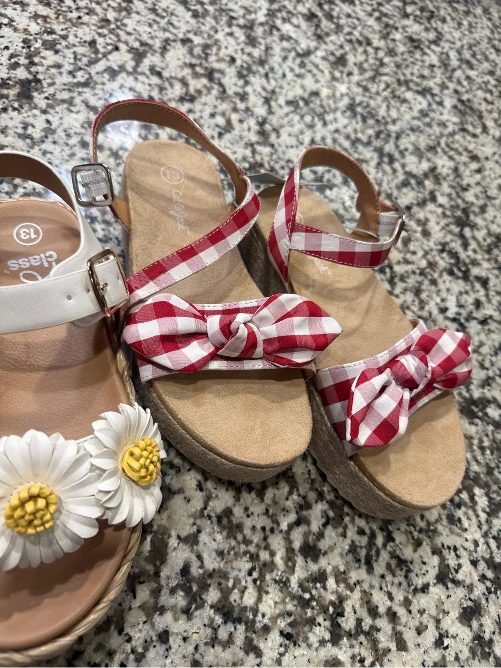 art class White Daisy Platform Sandals with Yellow Centers